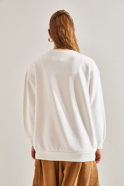 Bianco Lucci Dámská oversize mikina se třemi nitěmi s potiskem