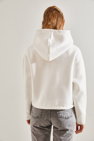 Bianco Lucci Women's Hooded Printed Three Thread Sweatshirt