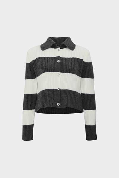 Açelya Okcu Selanik Knit Polo Neck Κοντή γυναικεία πλεκτή ζακέτα