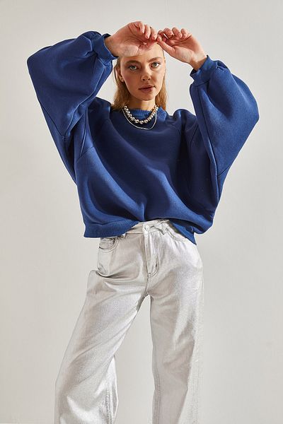 Bianco Lucci Damska bluza typu oversize z podwyższonymi trzema nitkami