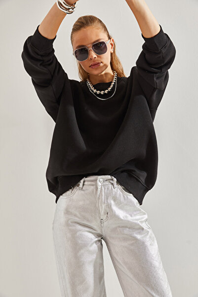 Bianco Lucci Γυναικείο φούτερ με τρεις κλωστές υπερμεγέθη