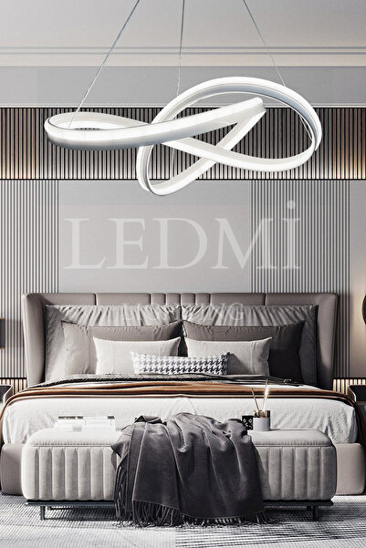 Ledmi Lighting Yüksek Aydınlatmalı Kalın Kasa Gezegen Model Beyaz Led Avize, 3 Renk Aydınlatma, Salon Avizesi