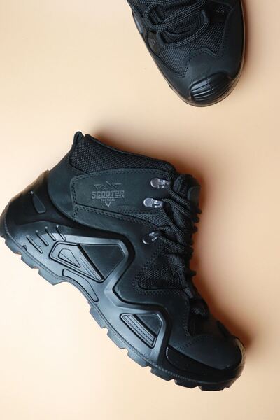 Scooter - P1492ns -siyah Deri Erkek Su Geçirmez Tactical Bot