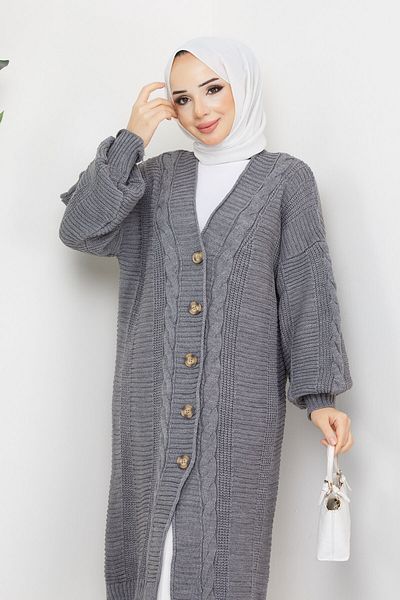 Pamuk Butik Γυναικεία Πλεκτή Ζακέτα με Πλεκτό Κουμπί