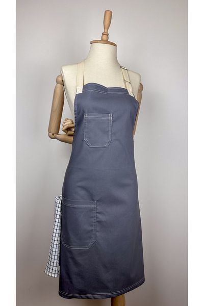 BOPER Neck Hanging Raw Stripe Anthracite Kitchen, Garden, Ceramic, Hobby Apron