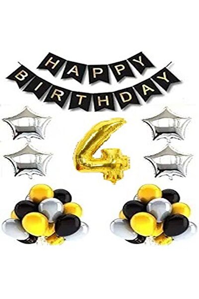 DÜVENCİ TİCARET SET BALON DE ANIVERSARE ARGINTIUM AUR NEGRU