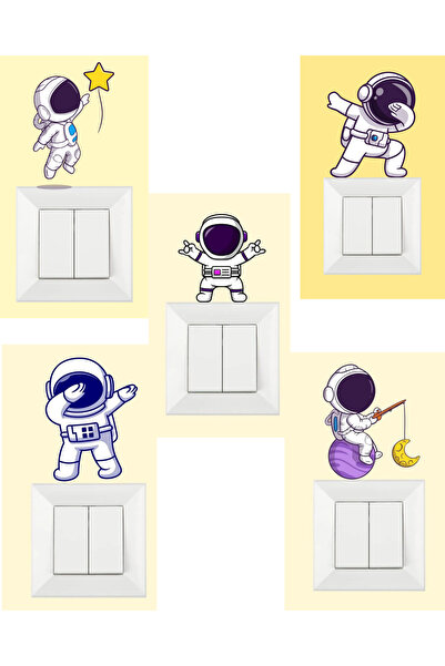 5-Piece Astronaut Visual Socket Sticker - Armature Frame Ornament
