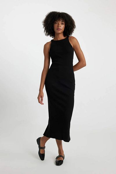 DeFacto Figurbetontes, körperbetontes Basic-Kleid mit halbem Rollkragen, ärmellos, schwarz, Maxikleid B2465axkh210