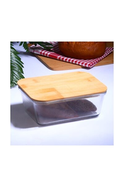 Asey Home Ms Morry Bambu Vakumlu Kapaklı Dikdörtgen BorCam Saklama Kabı
