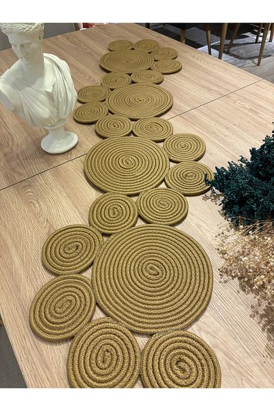 MaVaux Saturn Runner Natural Jute, Μοτίβο, Ψάθινο, American Service, Τραπέζι, Κάλυμμα Τραπεζιού σαλονιού Runner 30x125