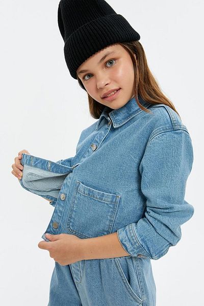 Koton Jachetă din denim cu mânecă lungă din bumbac, cu buzunare, pentru fete 4WKG20003AD