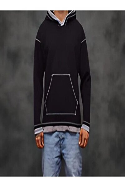 BLACKMAR Kapşonlu Erkek Nakış Detaylı Tarz Switshirt