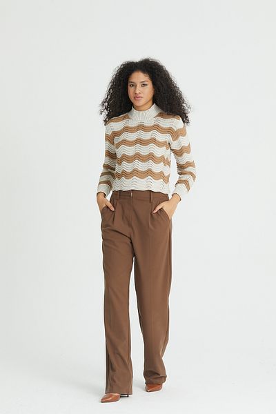 Nopen Knitwear Crop tricotaj ajurat cu model pentru damă
