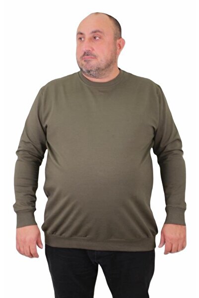 Starbattal Büyük Beden Sıfır Yaka Classic Sweat 23216 HAKI