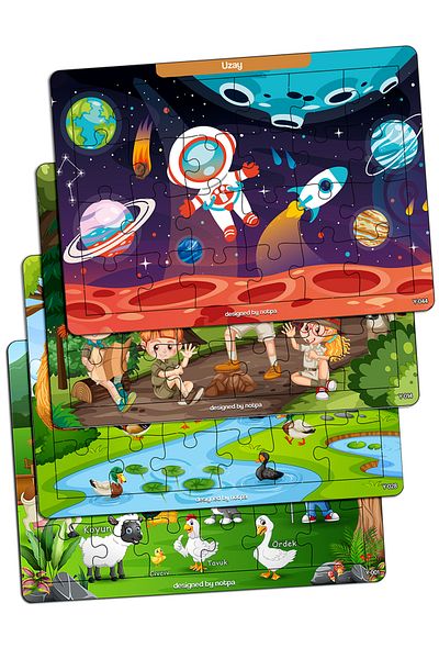kutuTR Notpa Kids Educational and Learning Wooden 24 Piece Colorful Puzzle Set of 4 7