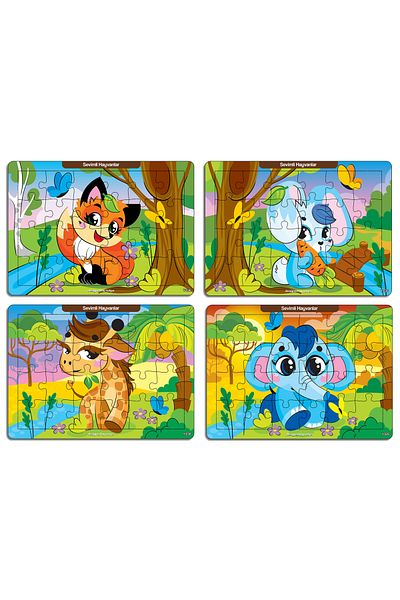 kutuTR Notpa Kids Educational and Educational 24 Pieces Wooden Colorful Puzzle Cute Animals Set of 4 13