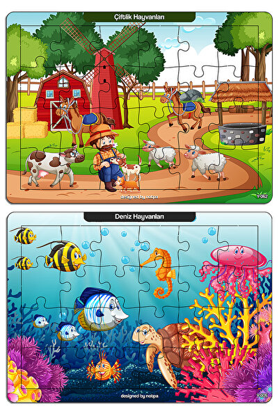 kutuTR Notpa Çocuklar Için Eğitici Ve Öğretici Ahşap 24 Parça Renkli Puzzle 4lü Set 11