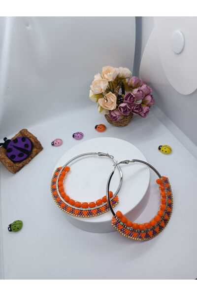 Lotus 0527 Zirkon Kaplama Halka Üzerine Miyuki ve Kristal Boncuklu Küpe