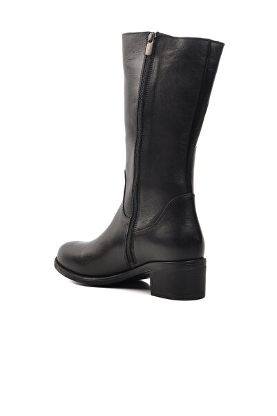 Voyager 9289 Μοντέλο - Μαύρες γυναικείες μπότες από γνήσιο δέρμα, φλις