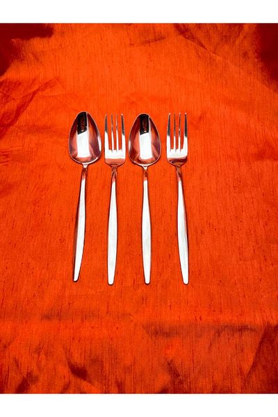 ARVEY 12 Pieces Natural Pointed Food Spoon & Dinner Fork for 6 Persons