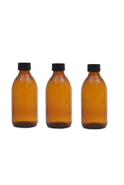 Alsun 3Adet AmberKahverengi Dezenfektan Şurup Esans Şişesi Çok Amaçlı Cam Şiş...