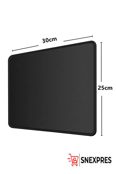 SNEXPRES Oyuncu Mousepad 30*25cm Kaymaz Mause Ped Siyah Siyah Dikişli