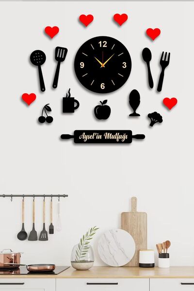 AHŞAP HEDİYENİZ İsimli Dekoratif Mutfak Saati
