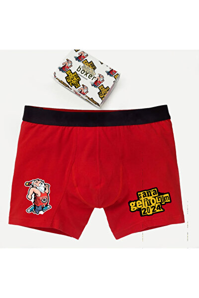 modacix Dolazim k vama, muški poklon, crveni dizajn za Novu godinu bokserice ...