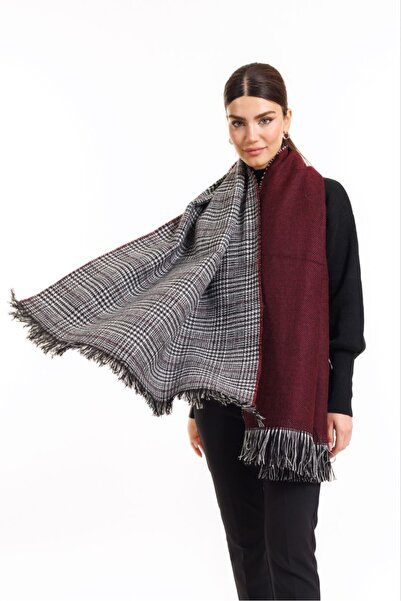 MellyaStore Μάλλινο σάλι ώμου διπλής όψης καρό - 70x190cm - Χειμερινό σάλι