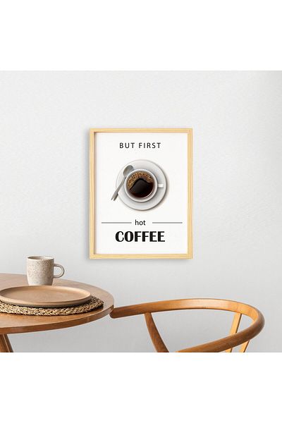 Ayışığı Dizayn Kitchen-First Coffee-First Coffee Single Table Set with Natural Wood Frame