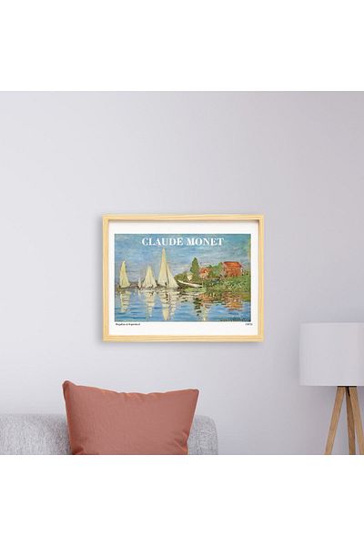 Ayışığı Dizayn Set de pictură unică cu rama din lemn natural Claude Monet