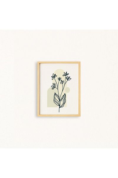 Ayışığı Dizayn Set de pictură unică Bohem-Long Leaf1-Long Leaf cu cadru din lemn natural