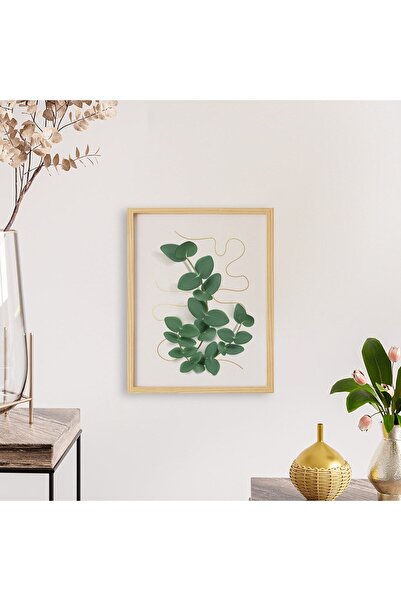 Ayışığı Dizayn Bohem-Okaliptus Doğal Ahşap Çerçeveli Tekli Tablo Seti