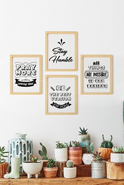 Ayışığı Dizayn Motivacija Set za pisanje i slikanje sa 4 dela u prirodnom drv...