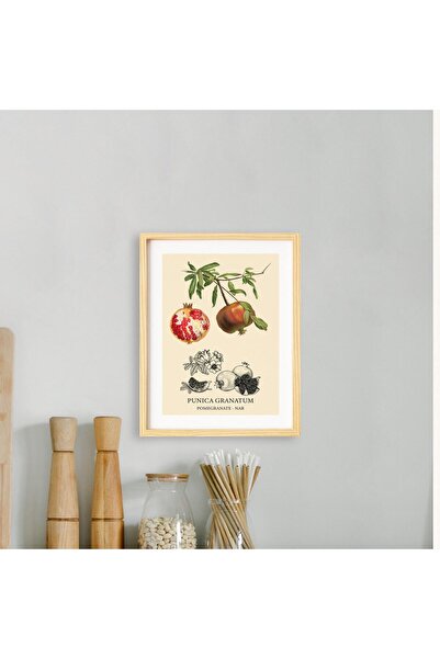 Ayışığı Dizayn Mutfak-Vintage Nar Doğal Ahşap Çerçeveli Tekli Tablo Seti