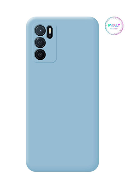 Molly Technology Oppo A16 İçin Bebek Mavisi Liquid İçi Kadife Silikon Kılıf