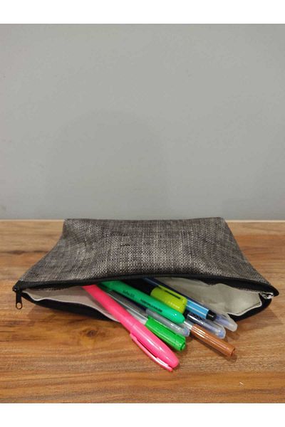 Elbasan Tekstil Melted Velvet Washable Zippered Single Compartment Cloth Pen Holder Makeup Bag