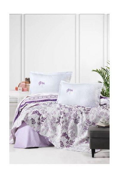 ŞENER HOME Single Cotton Ranforce Pique Set Purple Levren