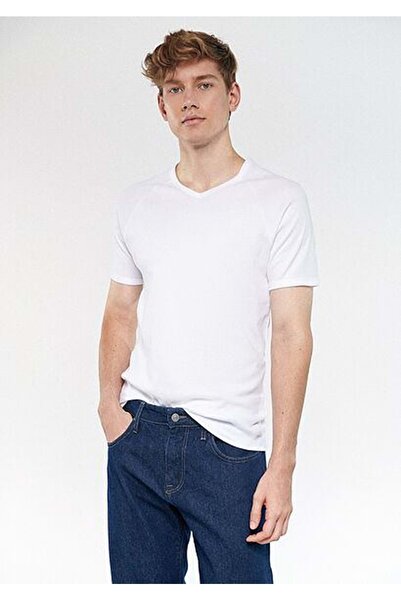 Mavi V-Neck Stretch White Basic T-Shirt White