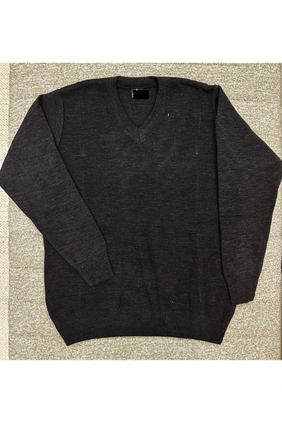 LUSSOLİFE MEN'S V-NECK M-XXL FULL WINTER STEEL KNITTED SUEDE SWEATER