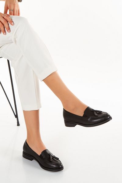 PASSAGE SHOES Γυναικεία μαύρα φούντα λεπτομερή casual παπούτσια 4039