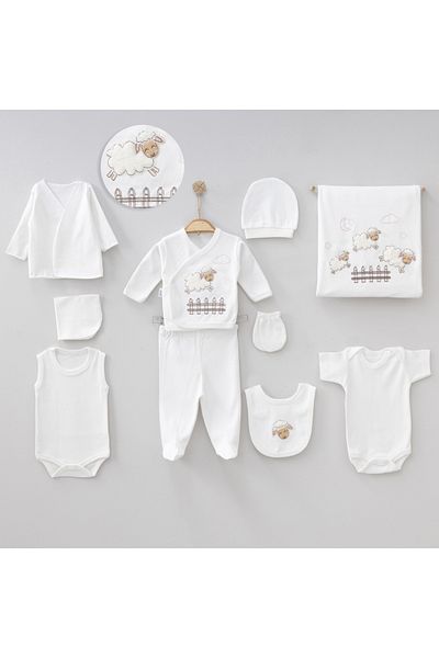 Necix's 6-Piece CUTE MONTHS BIRTH SET (10-Piece HOSPITAL EXIT, BABY BAG, SWADDLE, BLANKET, WIPES AND SOCKS SET)