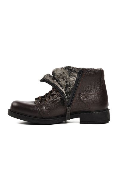 Bulldozer 240096 Brown Floater Model Men's Boots - Fur Inside and Genuine Leather