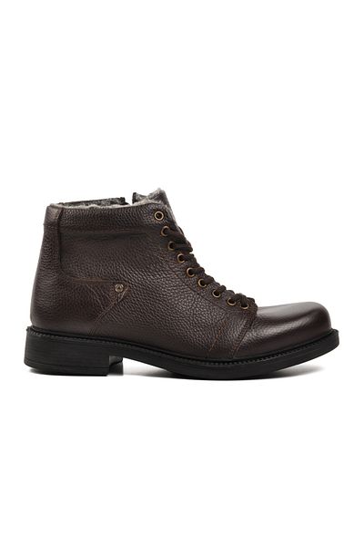 Bulldozer 240096 Brown Floater Model Men's Boots - Fur Inside and Genuine Leather
