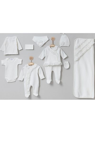 Necix's 6-Piece CUTE MONTHS BIRTH SET (10-Piece HOSPITAL EXIT, BABY BAG, SWADDLE, BLANKET, WIPES AND SOCKS SET)