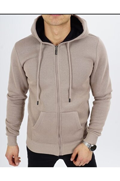 DYNAMO Erkek Kapüşonlu İçi Şardonlu Kalın Sweatshirt Fermuarlı Ceket