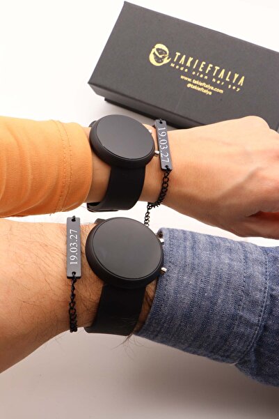 Northwatch Kişiye Özel Siyah Silikon Çift Saati, Çift Bileklik - Sevgili Komb...