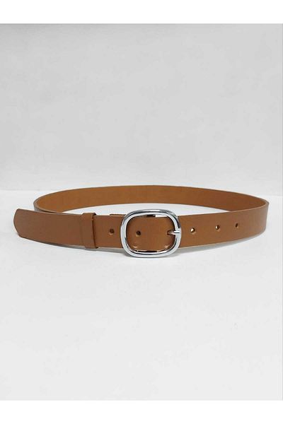 Kemerix 100% Genuine Leather Women's Belt with Silver Buckle