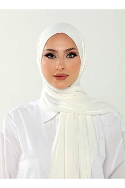 İSTANBULSTYLEMODA Χτενισμένο βαμβακερό σάλι Lycra Ποιότητας - Εκρού 180x75 Sal2312