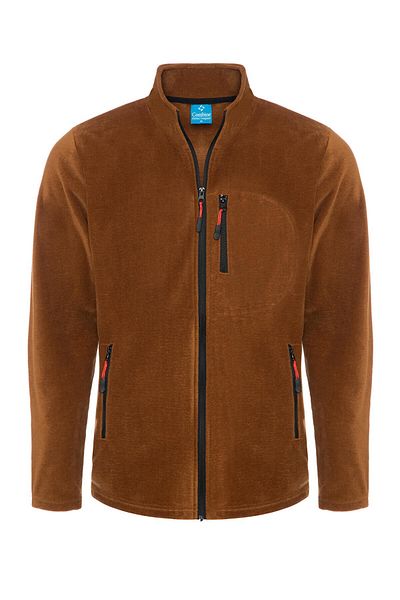 COMBİNE MİCHAİL Καφέ Fleece με 3 τσέπες και φερμουάρ